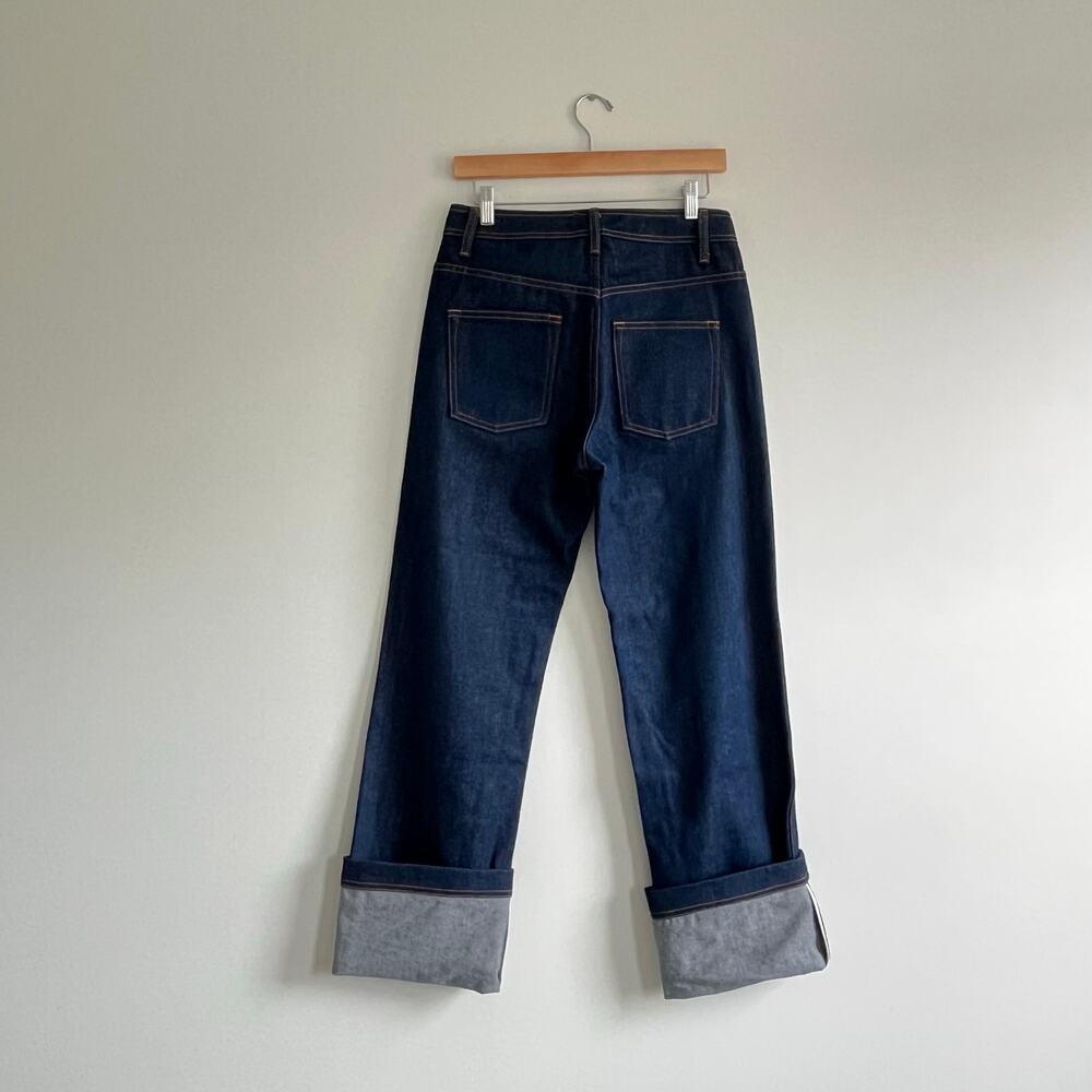 Brandon Maxwell Bella Cuffed Denim Mount Vernon Jeans in Rigid Wash, Size 27 - Picture 2 of 13